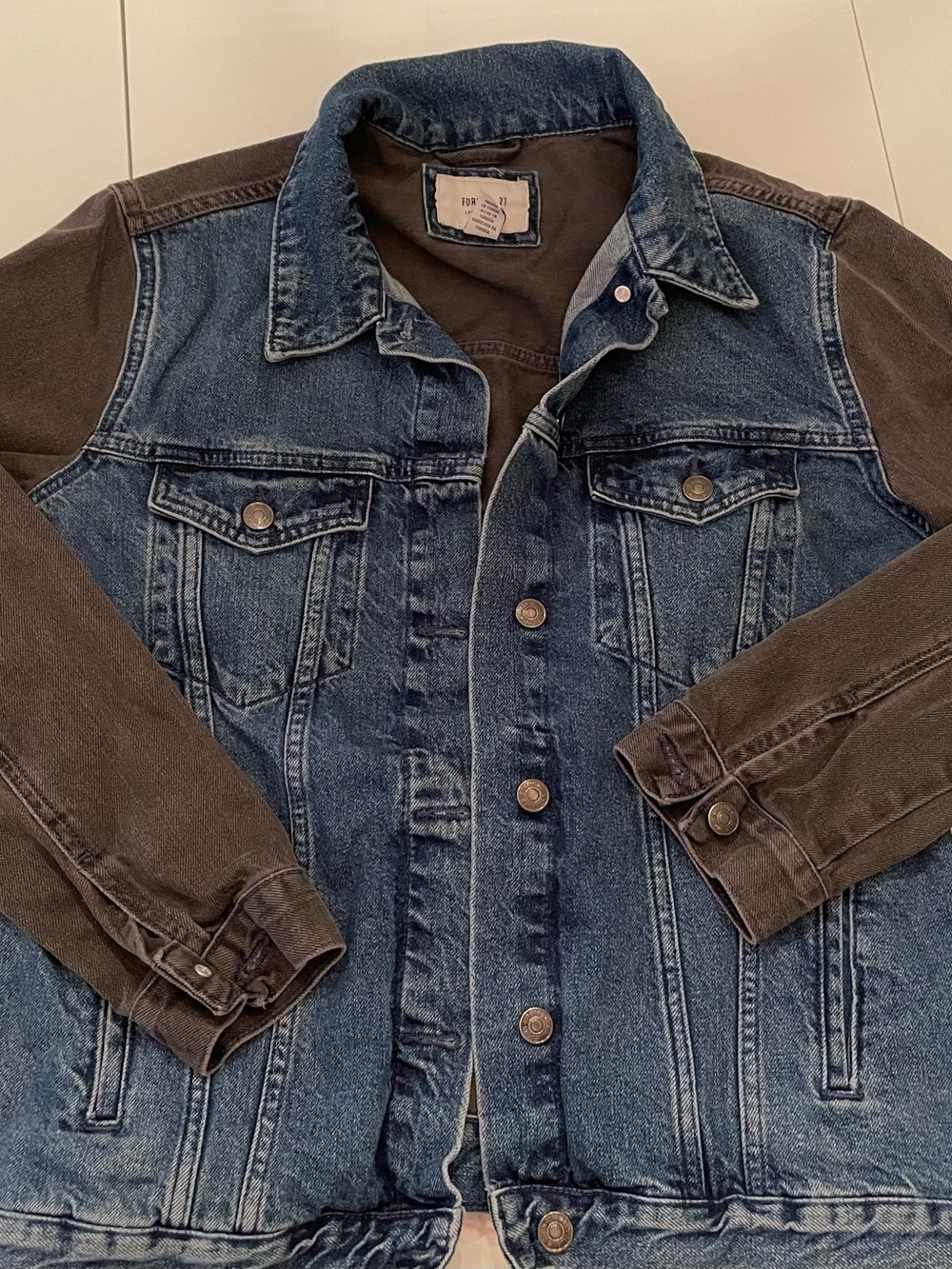 Forever 21 Two-Tone Denim & Charcoal Shirt Jacket